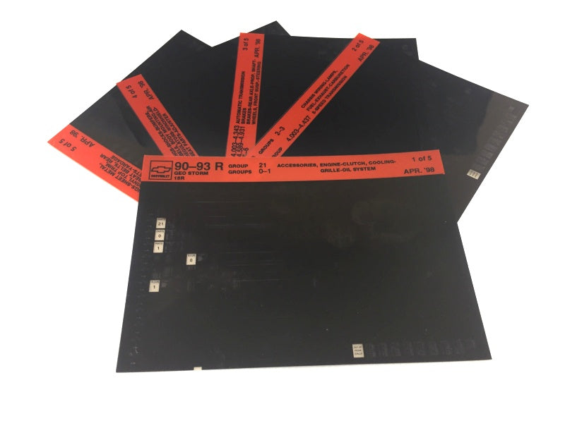 1990-1993 Chevrolet Geo Storm "R" Parts Microfiche Catalog Slides