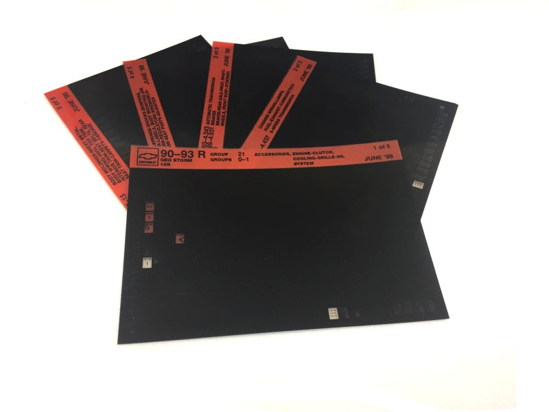 1990-1993 Chevrolet Geo Storm "R" Parts Microfiche Catalog Slides