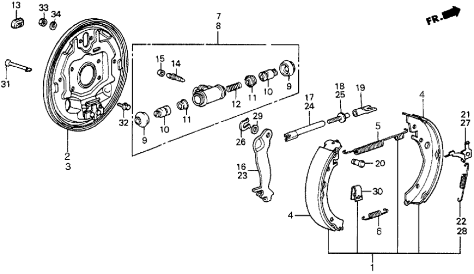 Honda New 1984-1987 Fits Honda Civic Rear Brake Shoe Set, Part # 43053-SB6-505