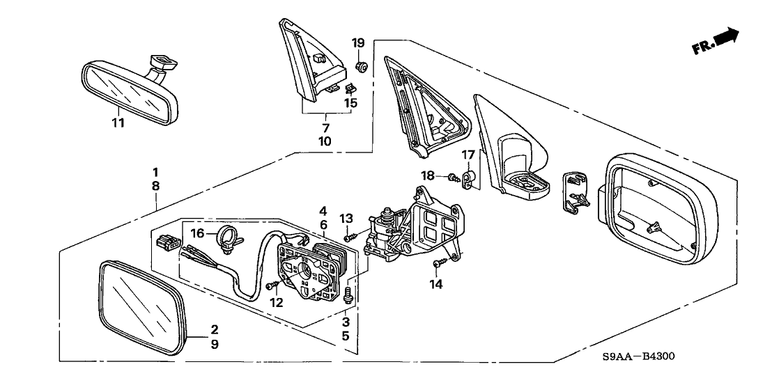 Honda New 2005-2006 Fits Honda CR-V Actuator Set, Passenger Side (Heated), Part # 76210-SCA-G01