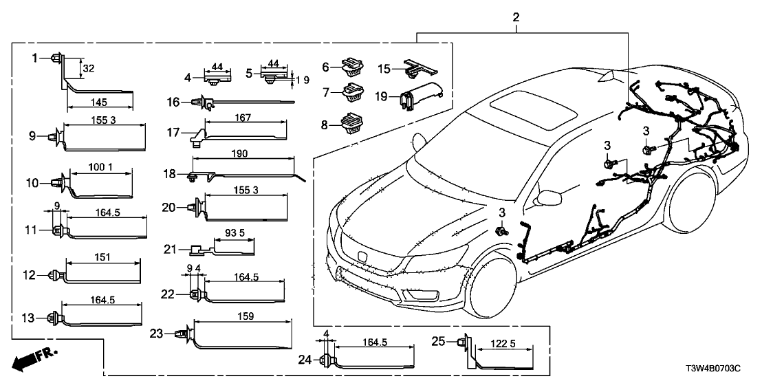 Honda New 2014 Fits Honda Accord Hybrid Wire Harn L Side, Part # 32160-T3W-A00