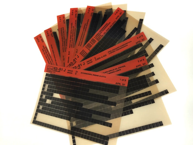 1982-1991 Chevrolet Cavalier "J" Parts Microfiche Catalog Slides