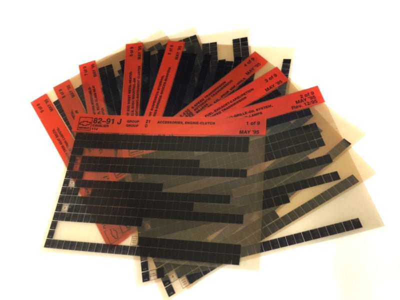 1982-1991 Chevrolet Cavalier "J" Parts Microfiche Catalog Slides