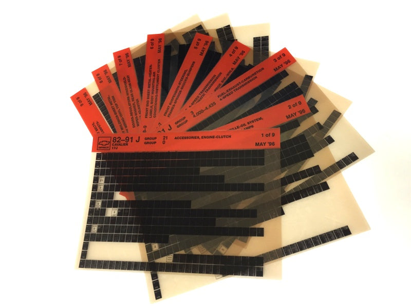 1982-1991 Chevrolet Cavalier "J" Parts Microfiche Catalog Slides