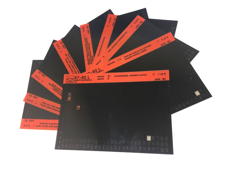 1987-1992 Chevrolet Beretta / Corsica "L" Parts Microfiche Catalog Slides