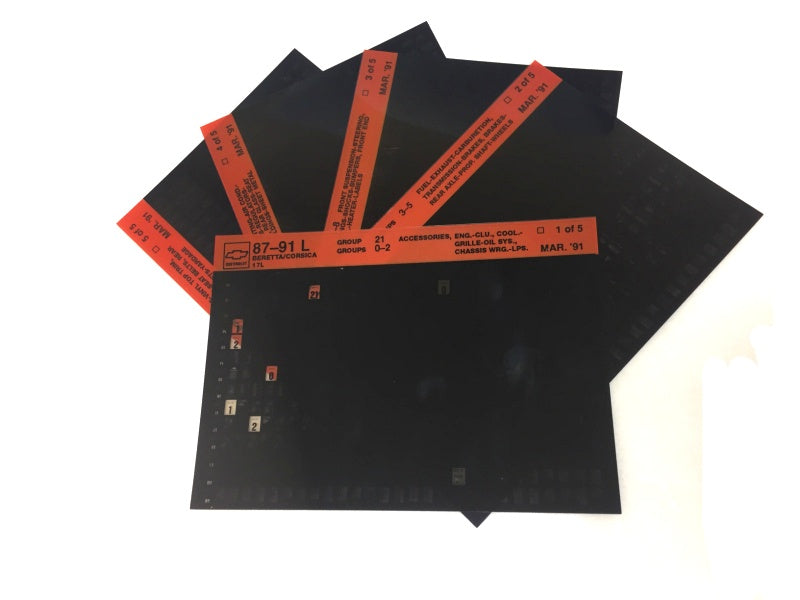 1987-1992 Chevrolet Beretta / Corsica "L" Parts Microfiche Catalog Slides