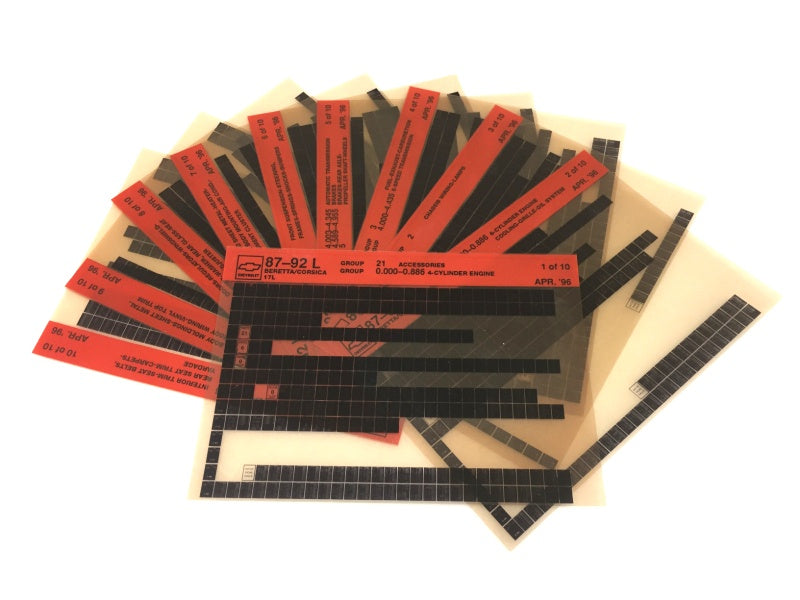 1987-1992 Chevrolet Beretta / Corsica "L" Parts Microfiche Catalog Slides
