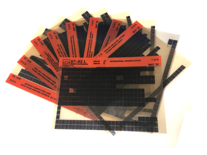 1987-1992 Chevrolet Beretta / Corsica "L" Parts Microfiche Catalog Slides