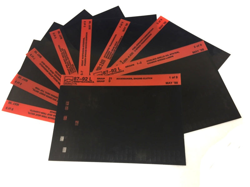 1987-1992 Chevrolet Beretta / Corsica "L" Parts Microfiche Catalog Slides