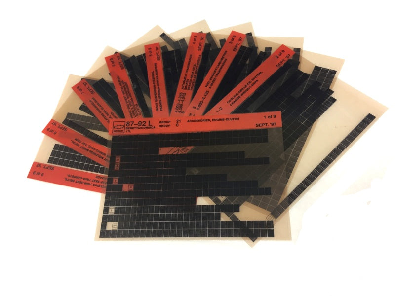 1987-1992 Chevrolet Beretta / Corsica "L" Parts Microfiche Catalog Slides