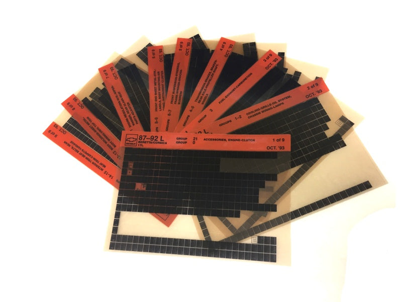1987-1992 Chevrolet Beretta / Corsica "L" Parts Microfiche Catalog Slides