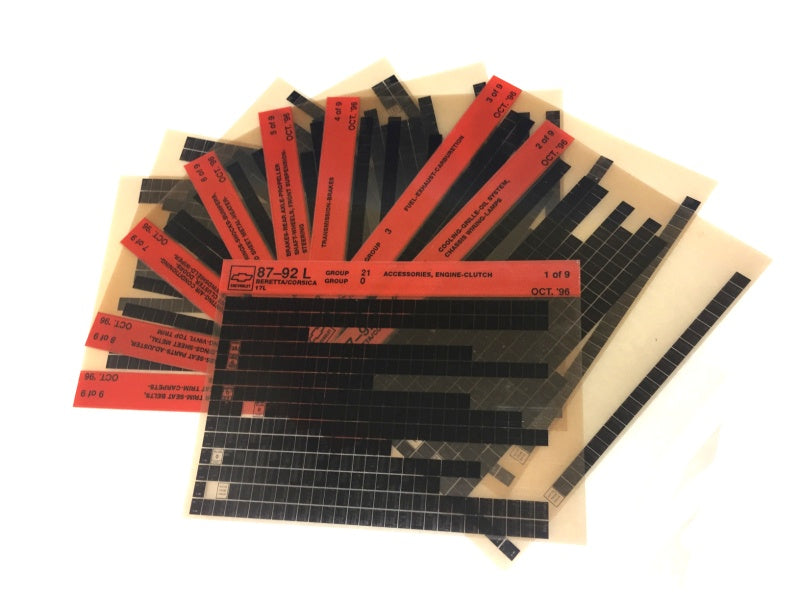 1987-1992 Chevrolet Beretta / Corsica "L" Parts Microfiche Catalog Slides