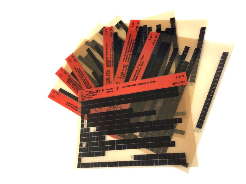 1993-2001 Chevrolet Camaro "F" Parts Microfiche Catalog Slides
