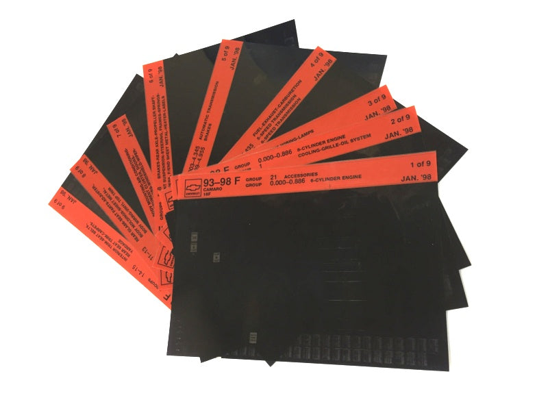 1993-2001 Chevrolet Camaro "F" Parts Microfiche Catalog Slides