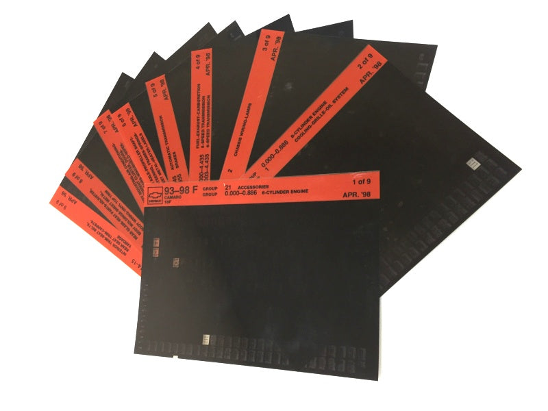 1993-2001 Chevrolet Camaro "F" Parts Microfiche Catalog Slides