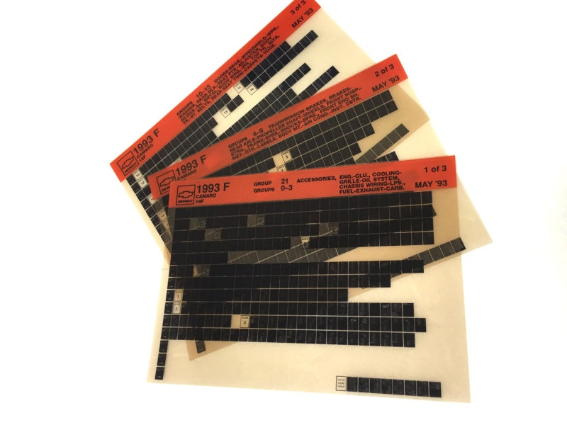 1993-2001 Chevrolet Camaro "F" Parts Microfiche Catalog Slides