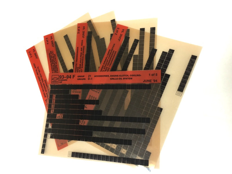 1993-2001 Chevrolet Camaro "F" Parts Microfiche Catalog Slides