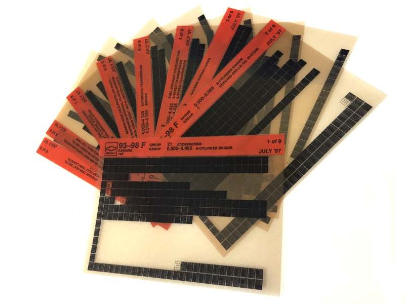 1993-2001 Chevrolet Camaro "F" Parts Microfiche Catalog Slides