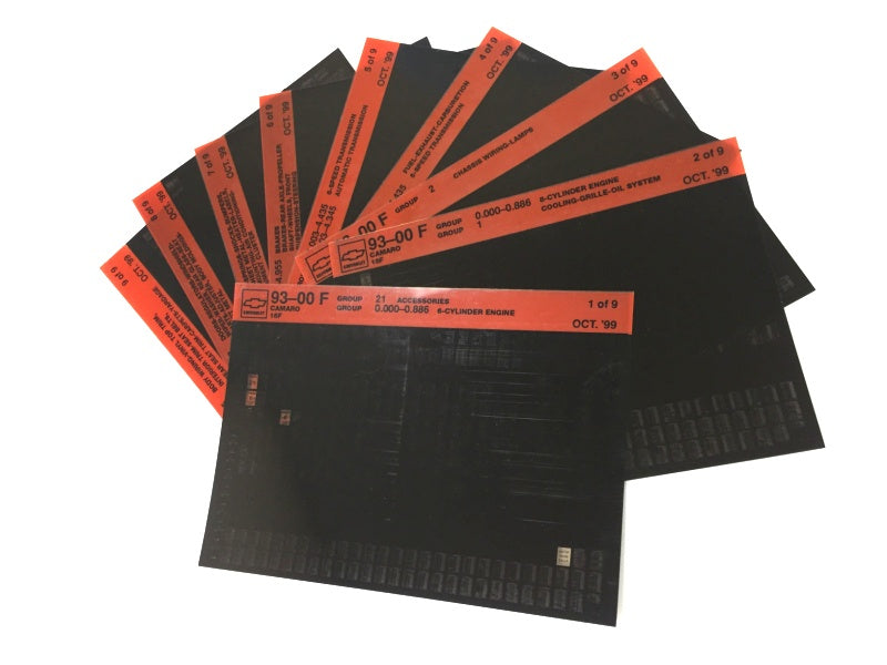 1993-2001 Chevrolet Camaro "F" Parts Microfiche Catalog Slides