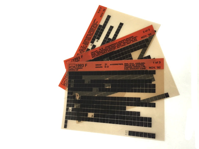 1993-2001 Chevrolet Camaro "F" Parts Microfiche Catalog Slides