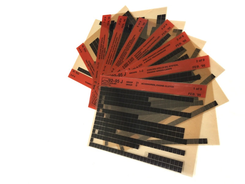 1992-1996 Chevrolet Cavalier "J" Parts Microfiche Catalog Slides