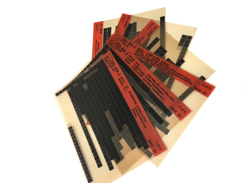 1992-1996 Chevrolet Cavalier "J" Parts Microfiche Catalog Slides