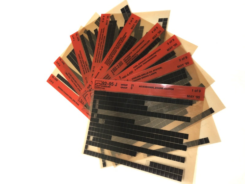 1992-1996 Chevrolet Cavalier "J" Parts Microfiche Catalog Slides