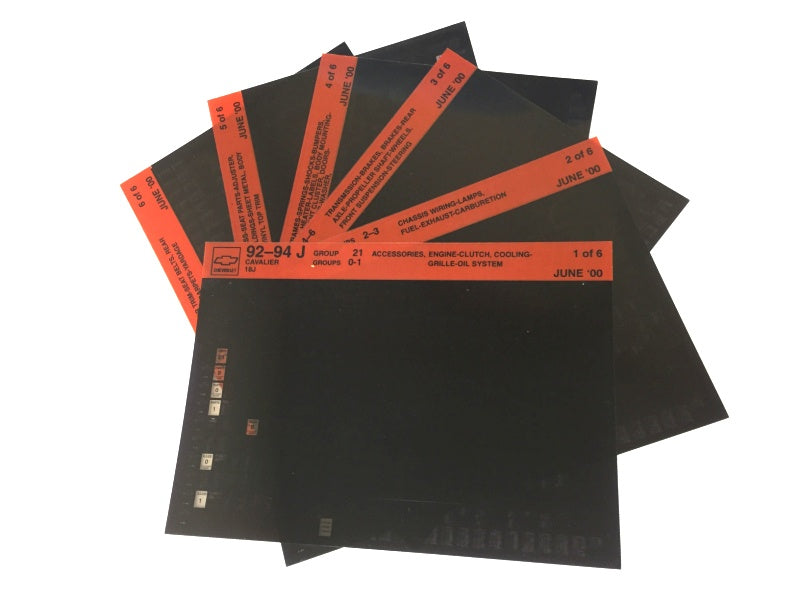 1992-1996 Chevrolet Cavalier "J" Parts Microfiche Catalog Slides