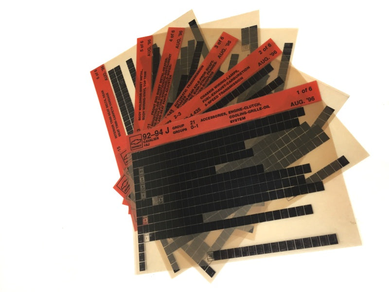 1992-1996 Chevrolet Cavalier "J" Parts Microfiche Catalog Slides