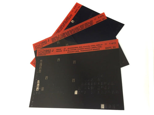 1992-1996 Chevrolet Cavalier "J" Parts Microfiche Catalog Slides