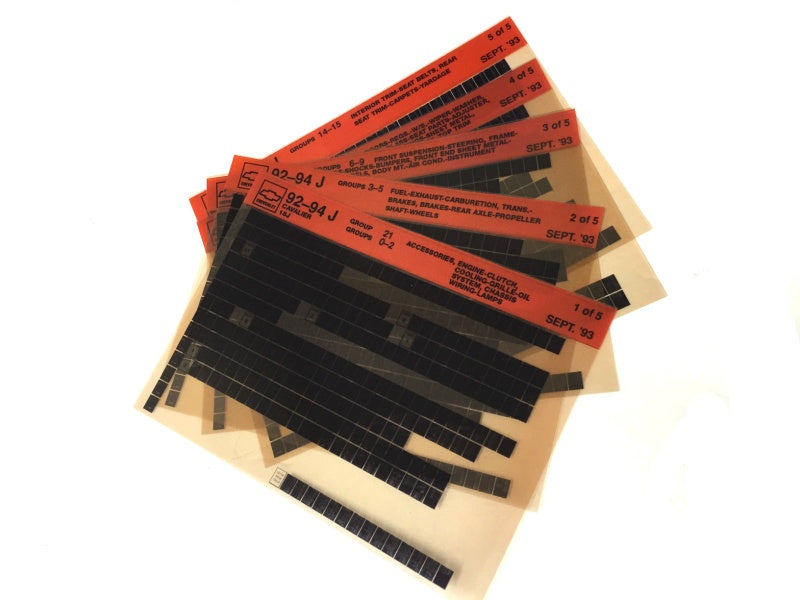 1992-1996 Chevrolet Cavalier "J" Parts Microfiche Catalog Slides