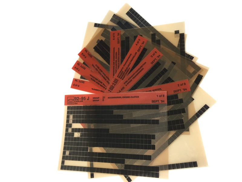 1992-1996 Chevrolet Cavalier "J" Parts Microfiche Catalog Slides