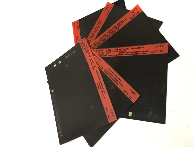 1992-1996 Chevrolet Cavalier "J" Parts Microfiche Catalog Slides