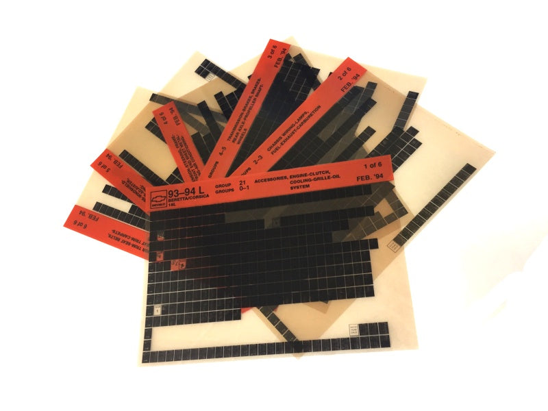 1993-1996 Chevrolet Beretta / Corsica "L" Parts Microfiche Catalog Slides