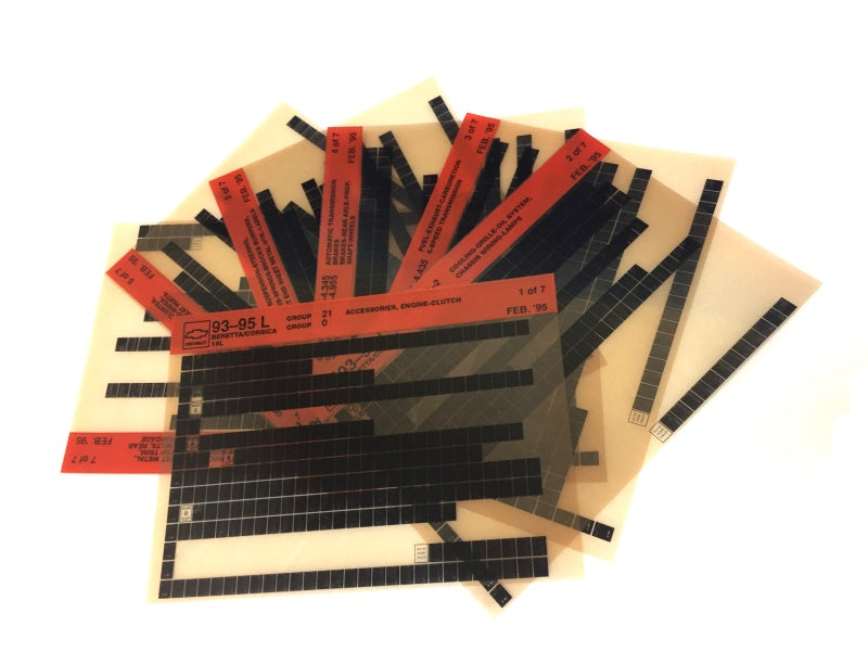 1993-1996 Chevrolet Beretta / Corsica "L" Parts Microfiche Catalog Slides