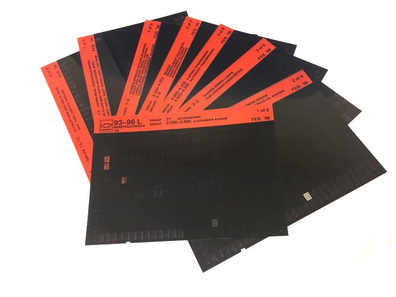 1993-1996 Chevrolet Beretta / Corsica "L" Parts Microfiche Catalog Slides