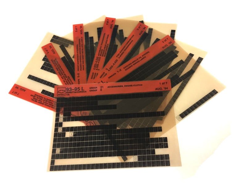 1993-1996 Chevrolet Beretta / Corsica "L" Parts Microfiche Catalog Slides