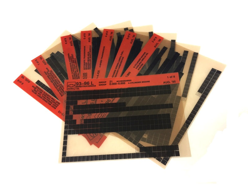 1993-1996 Chevrolet Beretta / Corsica "L" Parts Microfiche Catalog Slides