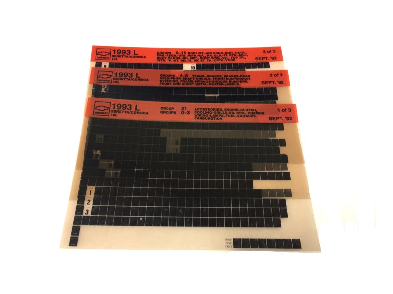 1993-1996 Chevrolet Beretta / Corsica "L" Parts Microfiche Catalog Slides