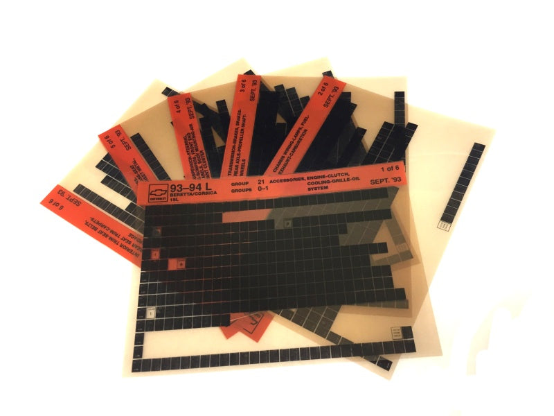 1993-1996 Chevrolet Beretta / Corsica "L" Parts Microfiche Catalog Slides