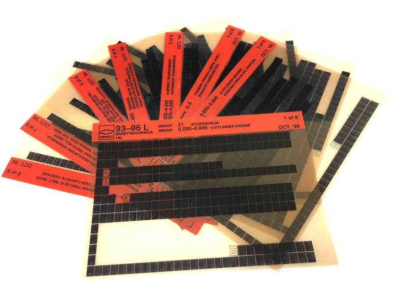 1993-1996 Chevrolet Beretta / Corsica "L" Parts Microfiche Catalog Slides