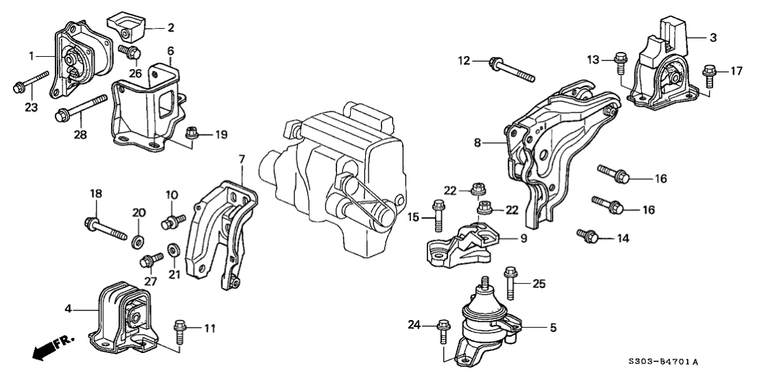 Honda New 1997-2001 Fits Honda Prelude Damper, Transmission Mount Dynamic (AT), Part # 50807-S30-980