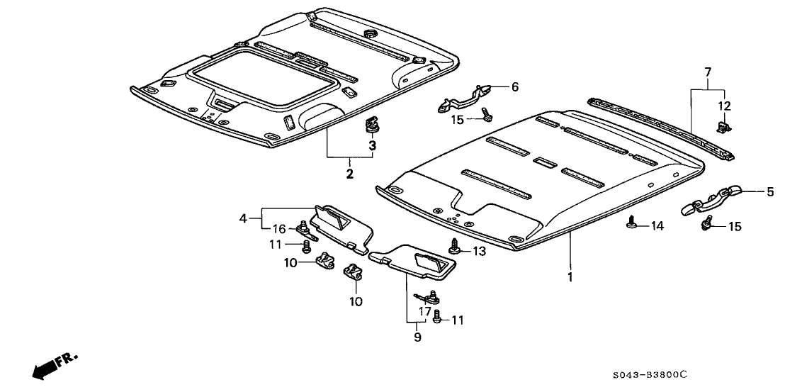 Honda New 1996-1998 Fits Honda Civic Garnish Assy., RR. Roof Rail *YR98L* (COAST SAND), Part # 83260-S04-000ZC