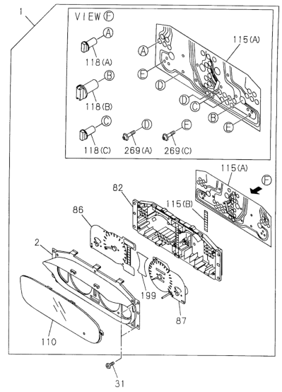 Honda New 1998-1999 Fits Honda Passport Meter Complete, Cluster, Part # 89712-46544