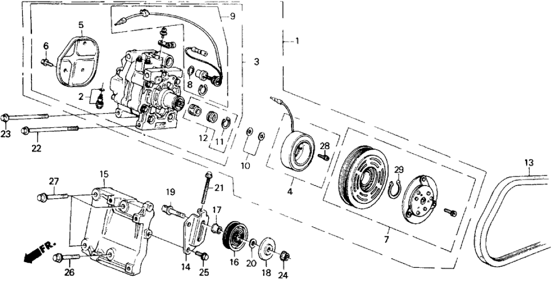Honda New 1988 Fits Honda Civic Compressor Clutch Set, Part # 38900-PM3-R23
