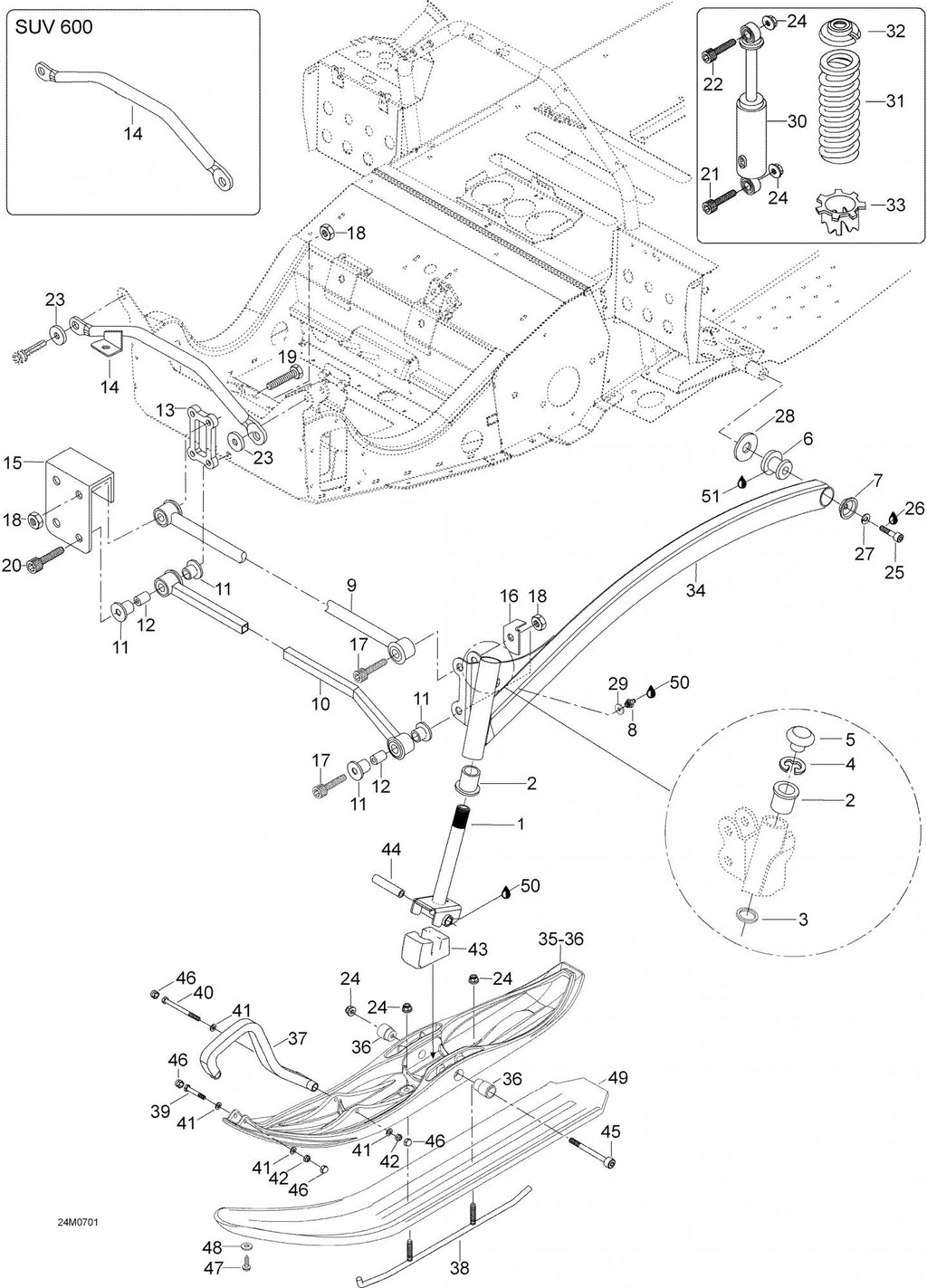 Fits 2004-2007 Ski-Doo Skandic SUV 550F / Skandic SUV 600 Washer, OEM Part # 605449801