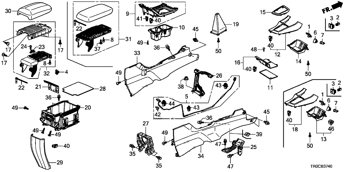 Honda New 2013-2015 Fits Honda Civic Panel Assy., Center Console *YR400L* (MT)(Acc) (SIENNA BEIGE), Part # 77292-TR6-C51ZA