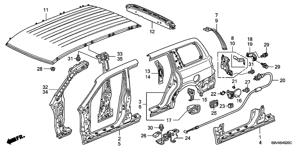New 2003-2008 Fits Honda Pilot Right Side Sill Panel, Part # 04631-S9V-A12ZZ