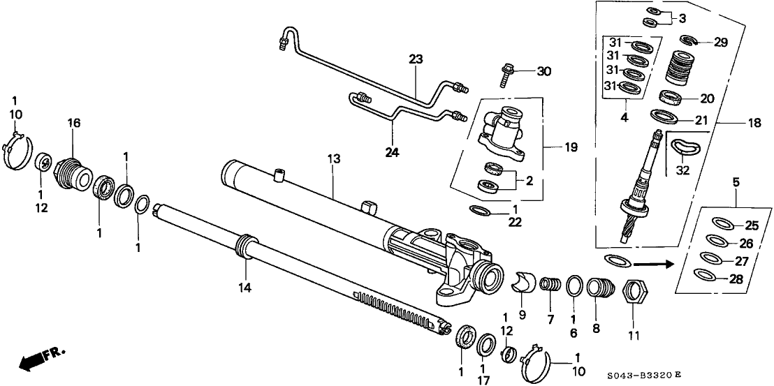 Honda New 1996-1997 Fits Honda Civic Steering Rack Housing Sub-Assembly, Part # 53608-S04-A51