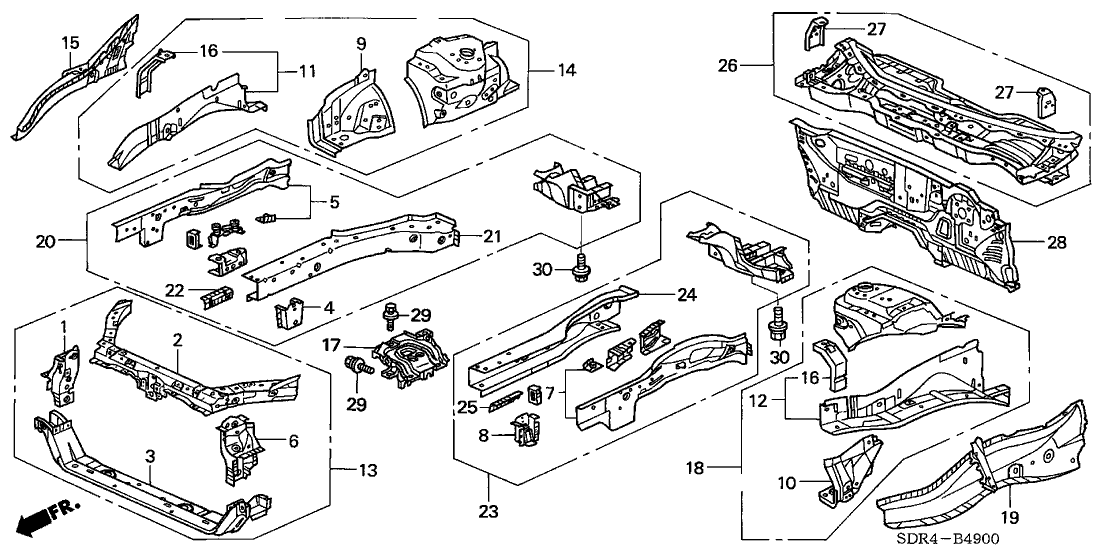 Honda New 2005-2007 Fits Honda Accord Hybrid Left Front Side Frame, Part # 60911-SDR-A00ZZ